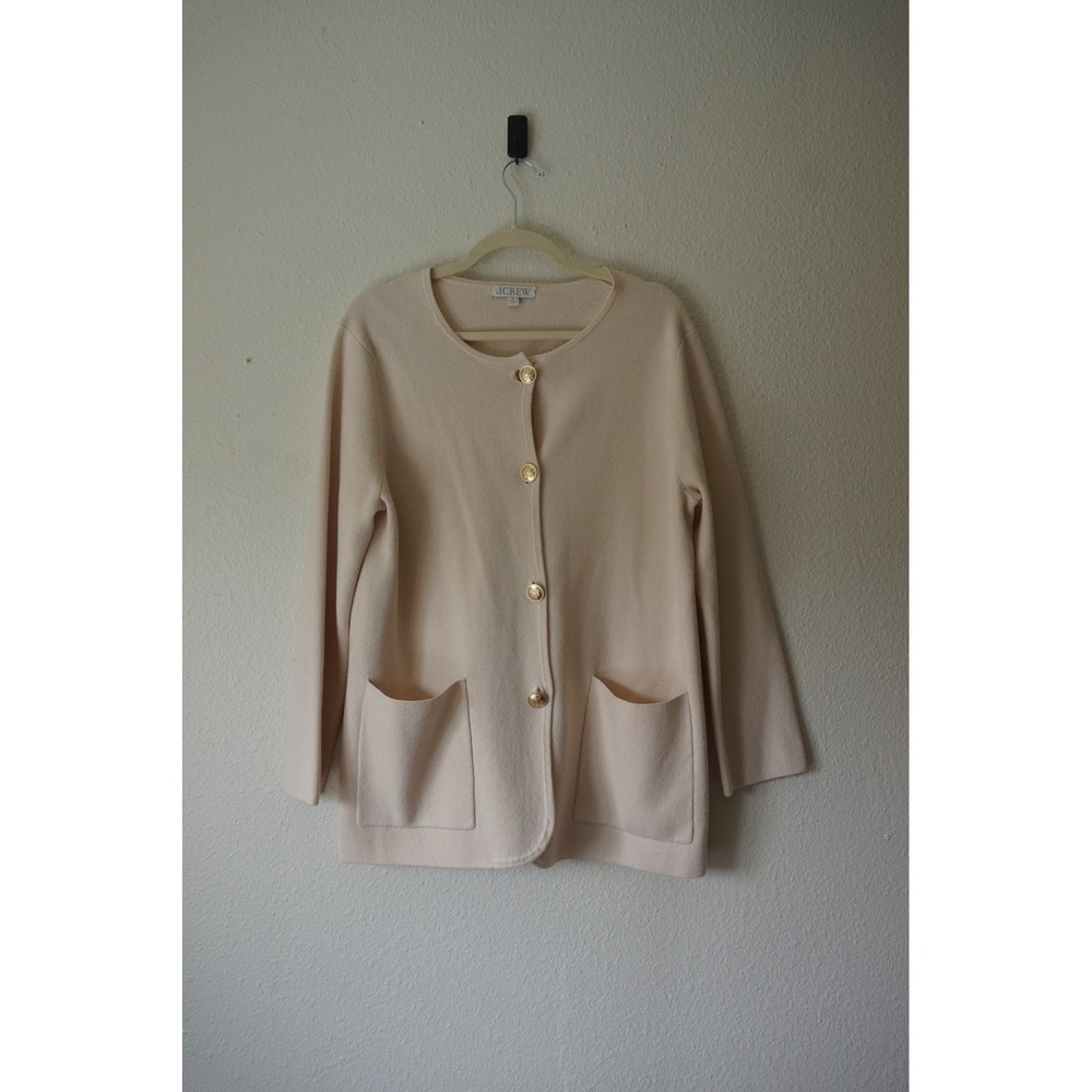 J.Crew Giselle Sweater Blazer Lady Jacket Old Money‎ Neutral Cream Beige M - Picture 2 of 7